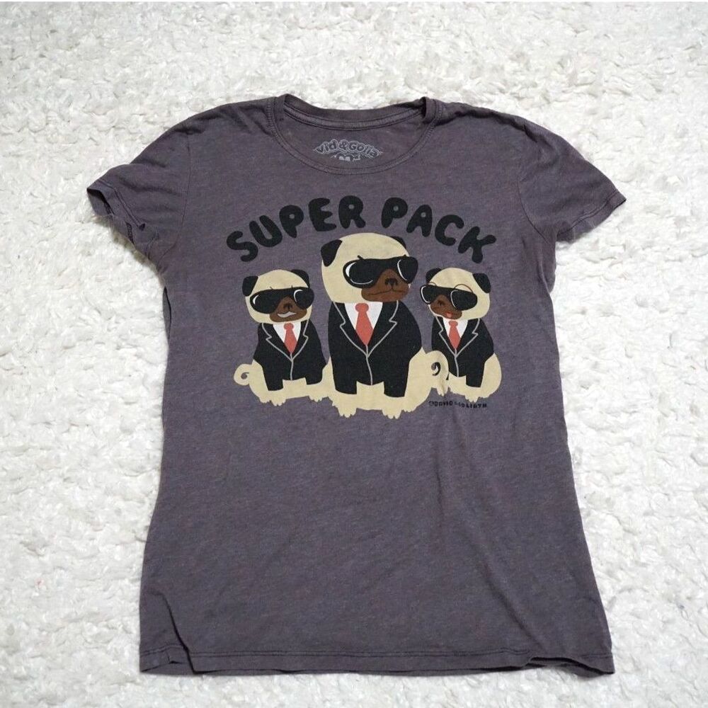 David & Goliath T-Shirt Top - Pug - Super Pack Size: M Women's
